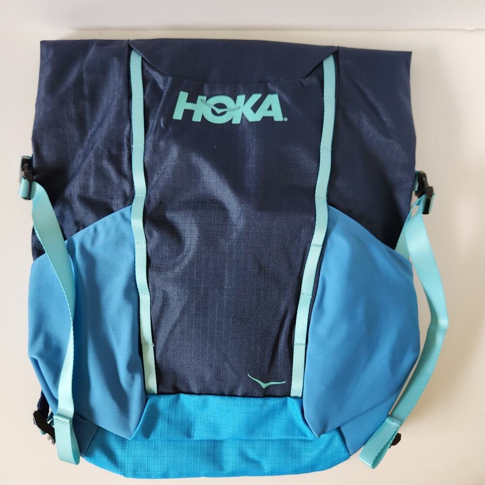 Hoka One Ocean Mist Backpack Drawstring Cinch Sack Blue Running Gym Bag Runners